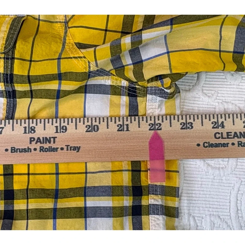 Lauren Ralph Lauren Kids Youth Yellow Blue White Plaid Long Sleeve‎ Shirt Size L